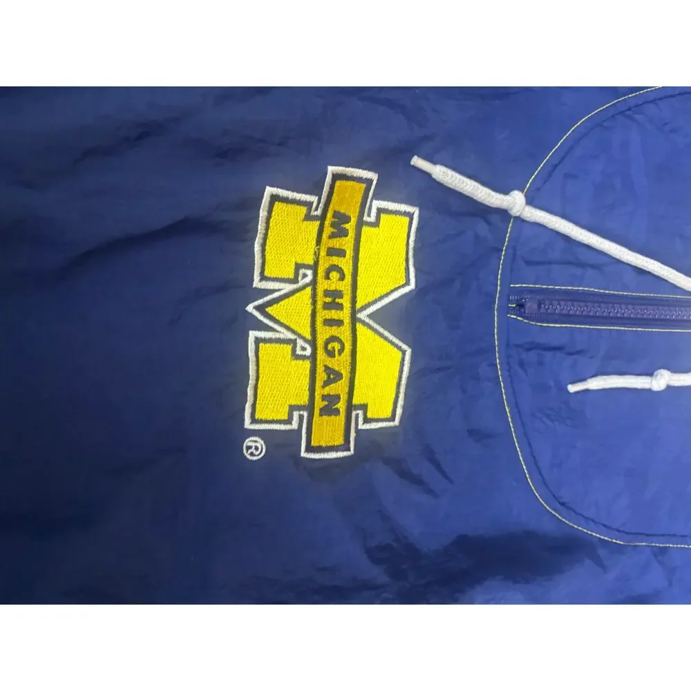 Vintage 90s Starter Michigan Wolverines Pullover Hoodie Windbreaker M Korea
